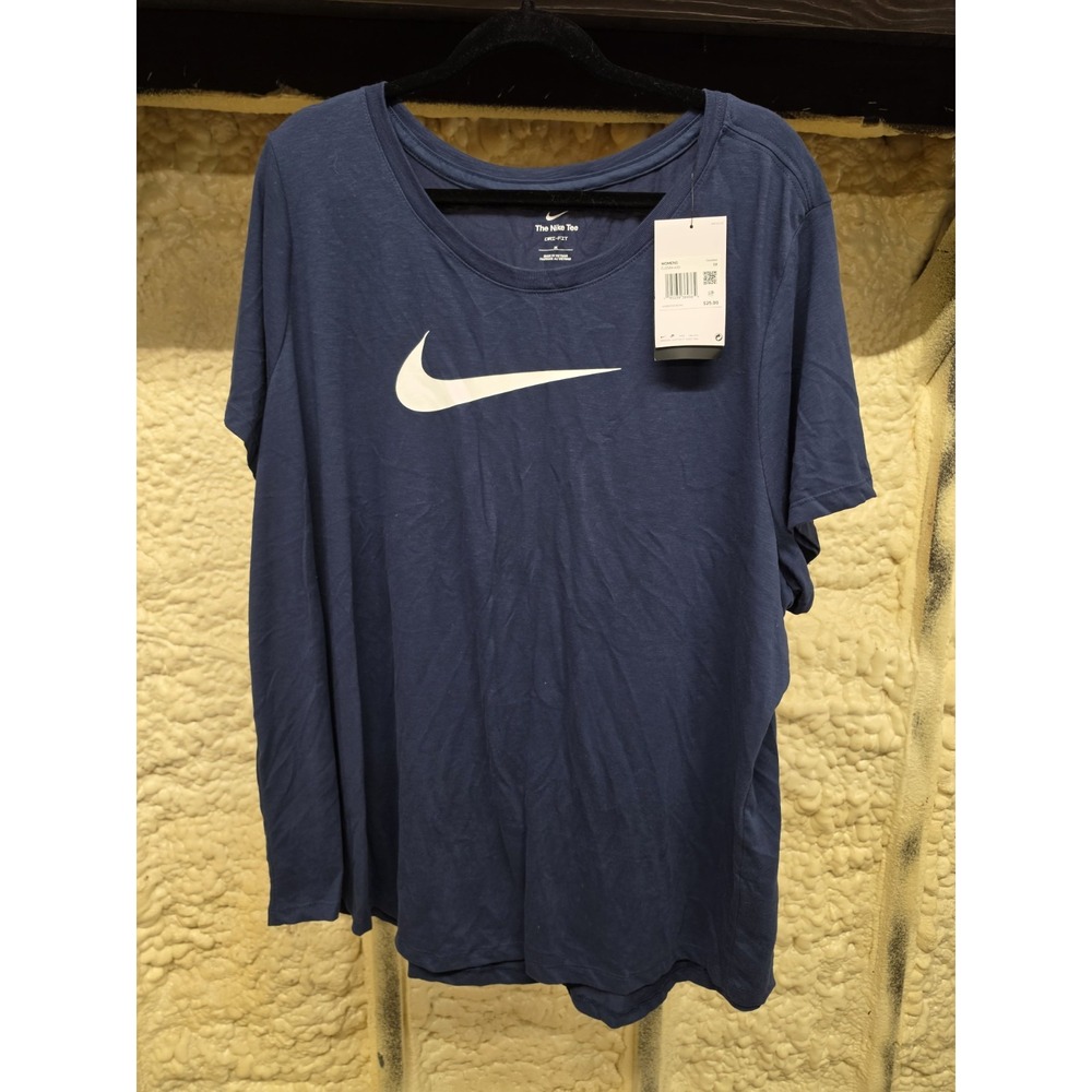 Nike Women's Dri-Fit Swoosh Plus Blue Dri-FIT Training Logo Tee Size 3X NWT